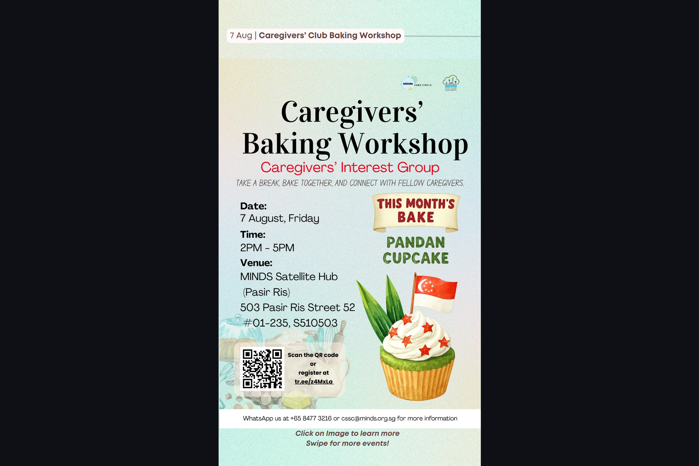 Event poster for Caregivers’ Baking Workshop