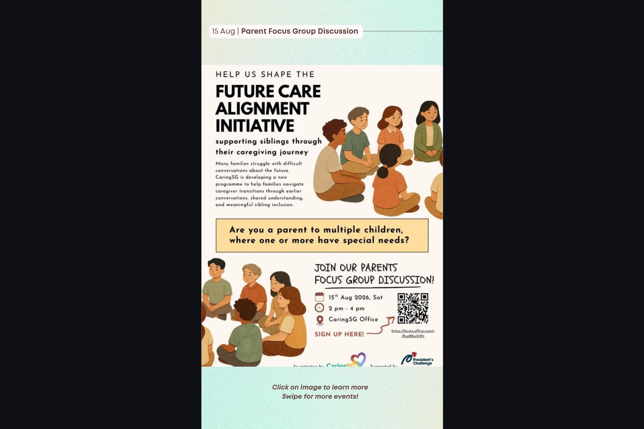 Event poster for Parent Focus Group Discussion — Future Care Alignment Initiative