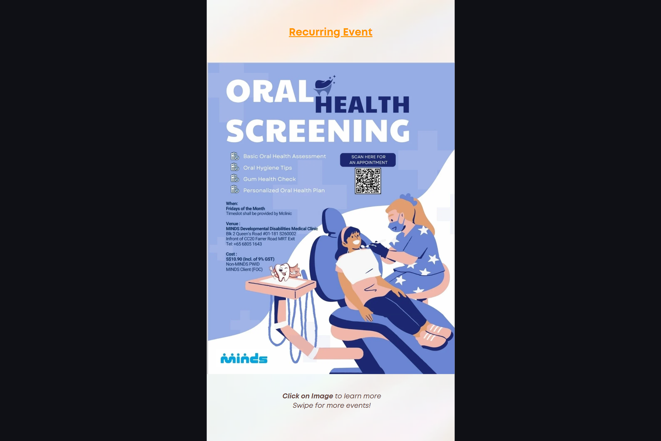 Event poster for Oral Health Screening