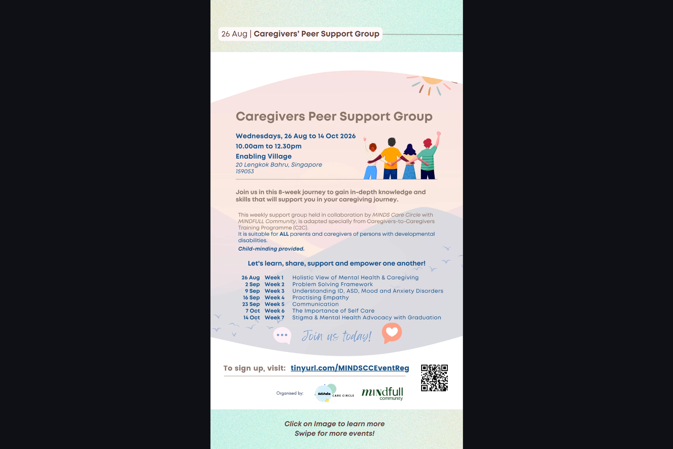 Event poster for Caregivers Peer Support Group
