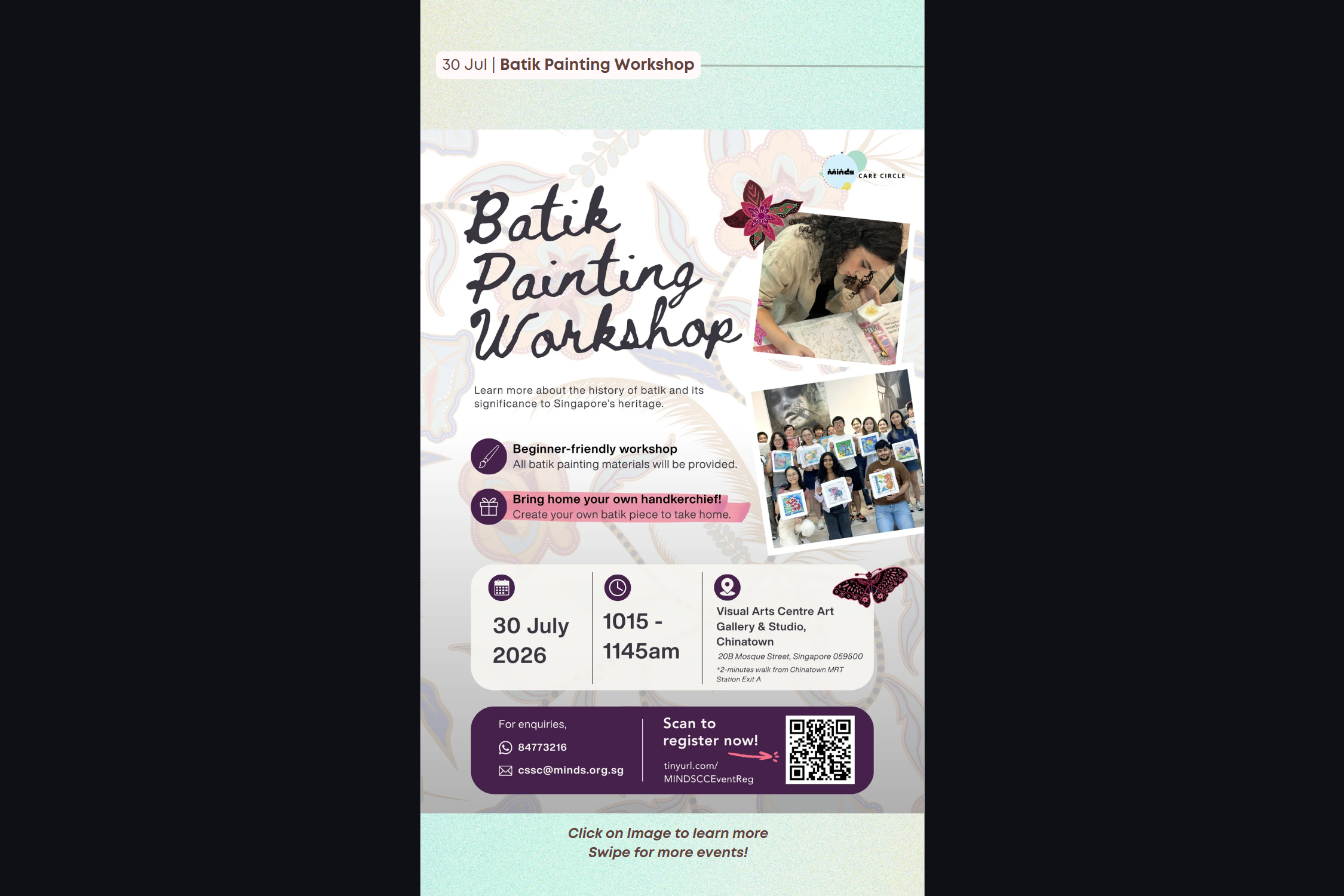 Event poster for Batik Painting Workshop